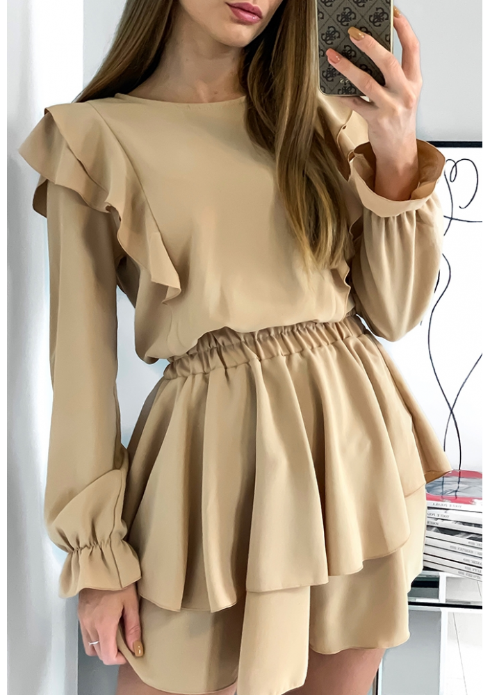 Sukienka z falbankami Bordowa