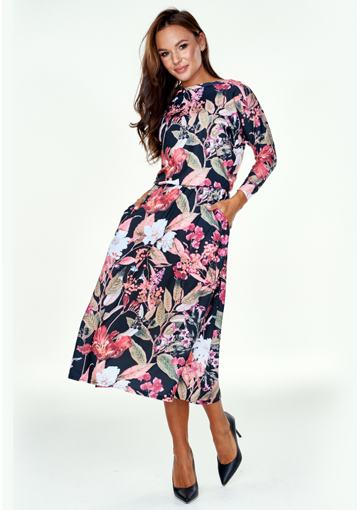 Sukienka z wiskozy midi w Kwiaty