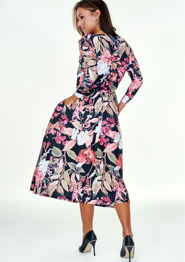 Sukienka z wiskozy midi w Kwiaty