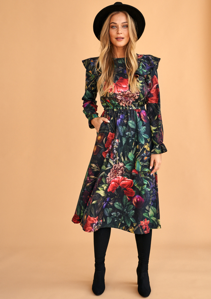 Sukienka midi  Kwiatowy wzór