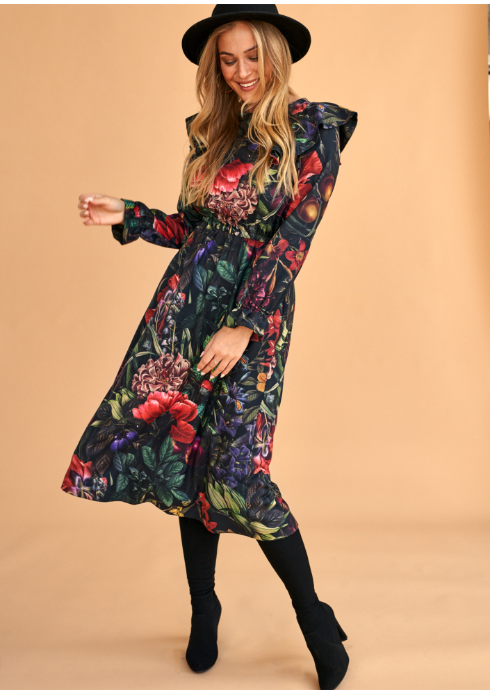 Sukienka midi w Kwiatowy Wzór secret garden