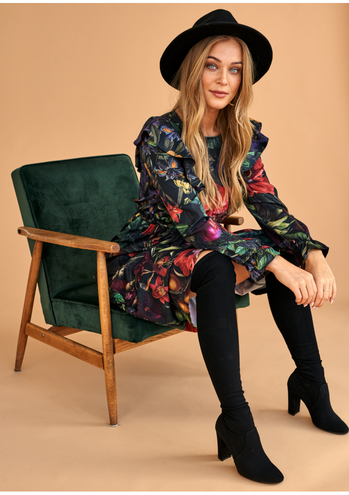 Sukienka midi  Kwiatowy wzór