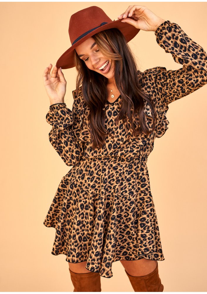 Sukienka Leopard z dekoltem V