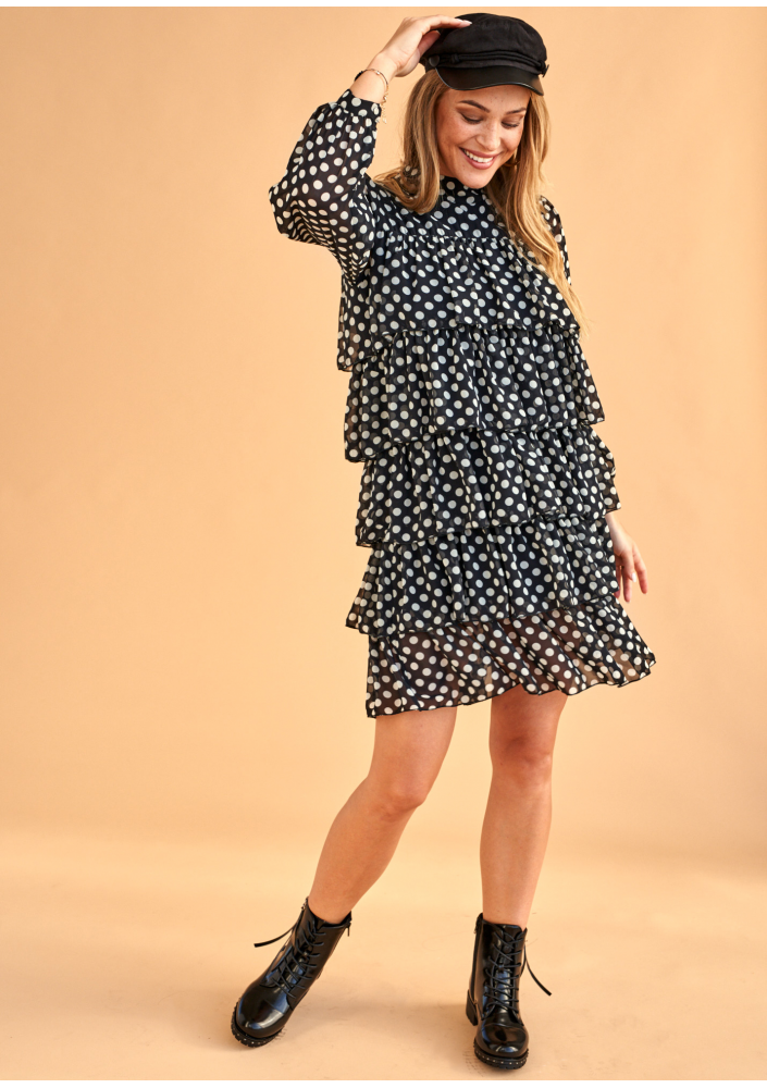 Sukienka z szyfonu frills w Grochy