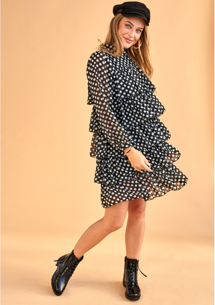 Sukienka z szyfonu frills w Grochy