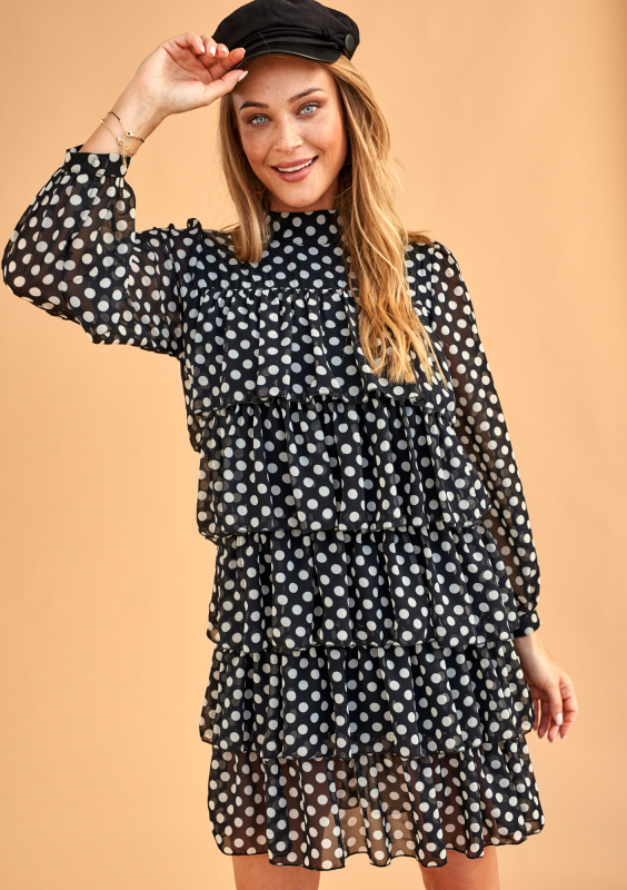 Sukienka z szyfonu frills w Grochy