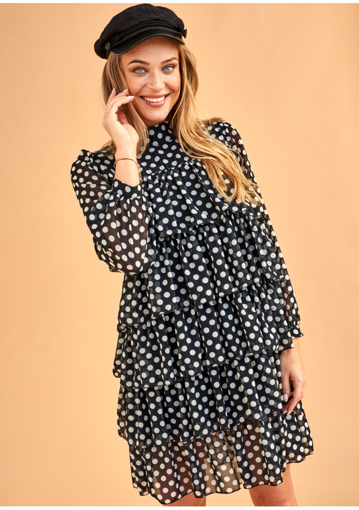 Sukienka z szyfonu frills w Grochy