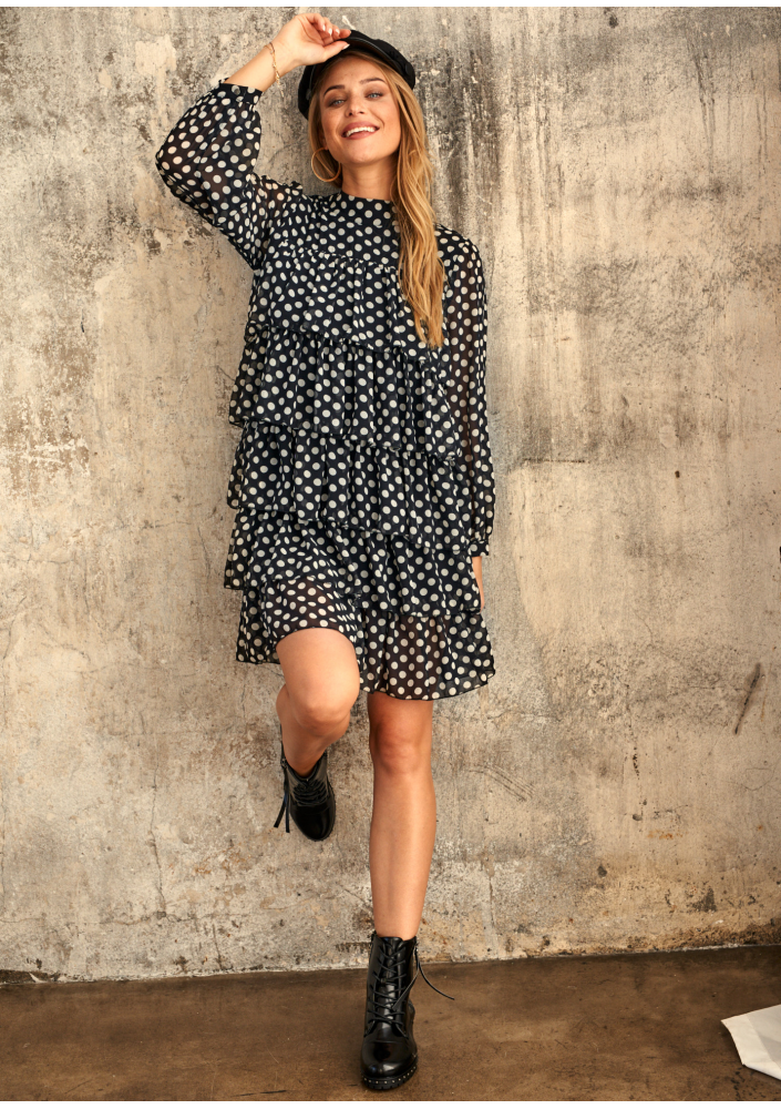 Sukienka z szyfonu frills w Grochy