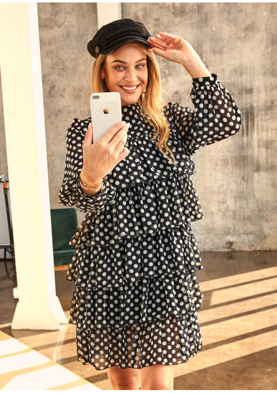 Sukienka z szyfonu frills w Grochy