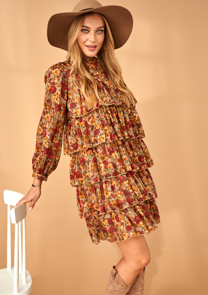 Sukienka z szyfonu frills w Kwiaty Miodowa