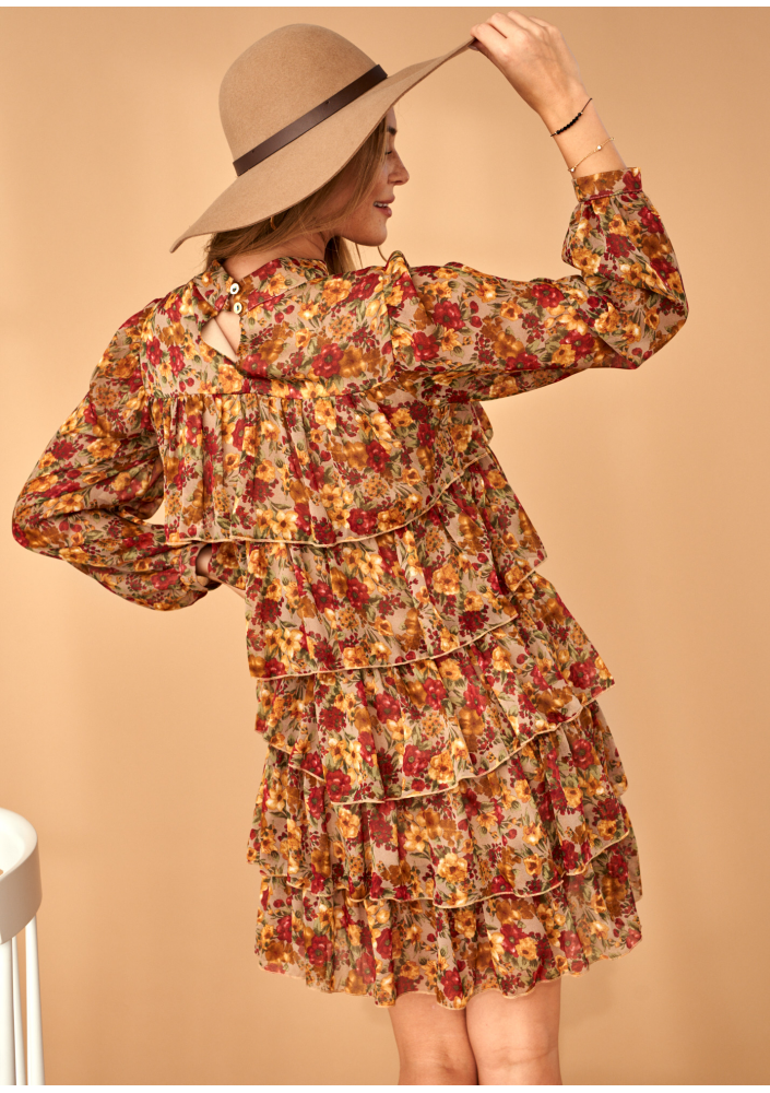 Sukienka z szyfonu frills w Kwiaty Miodowa