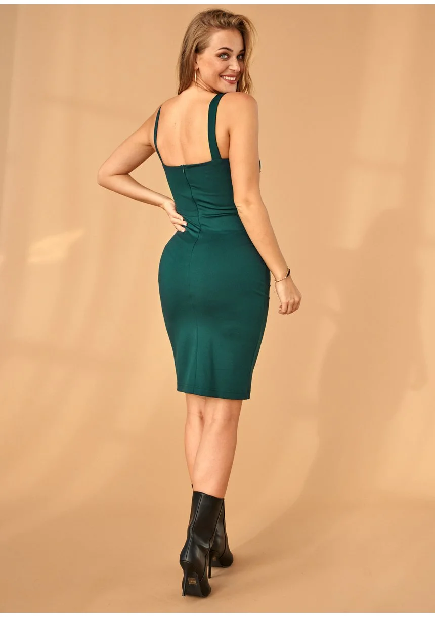 Dopasowana sukienka o średniej długości Zielona