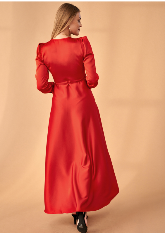 Kopertowa sukienka z asymetrią Premium Czerwona
