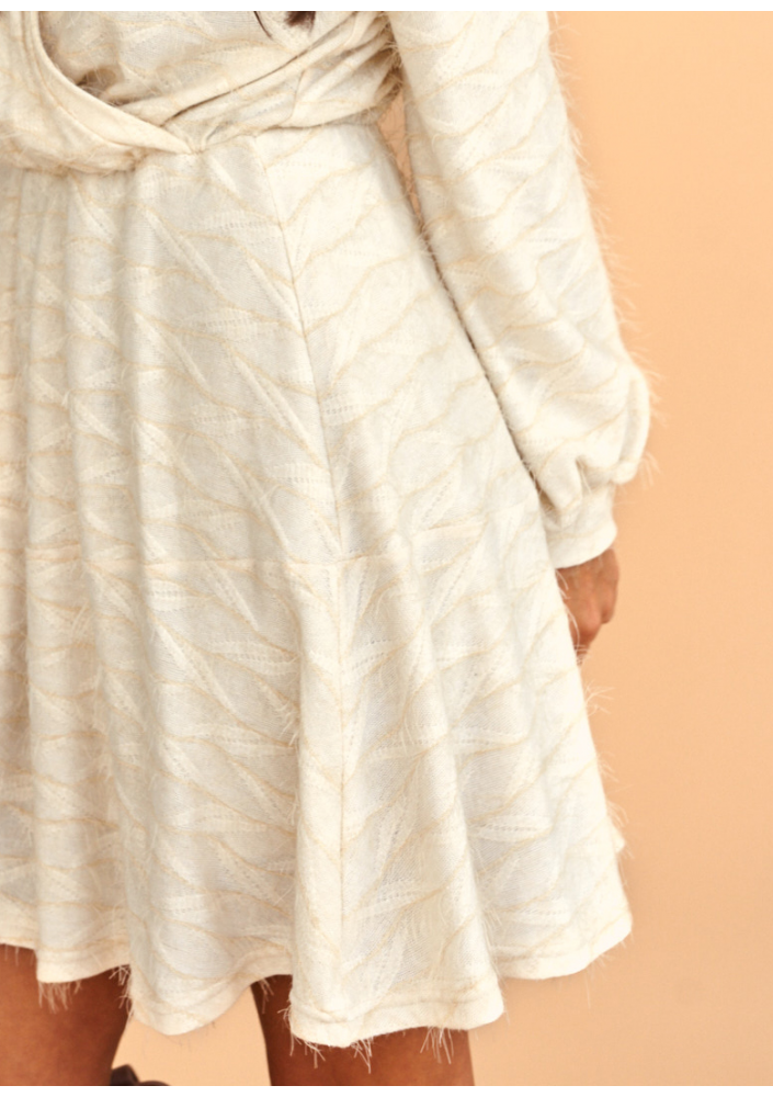 Kopertowa sukienka swetrowa Beżowa