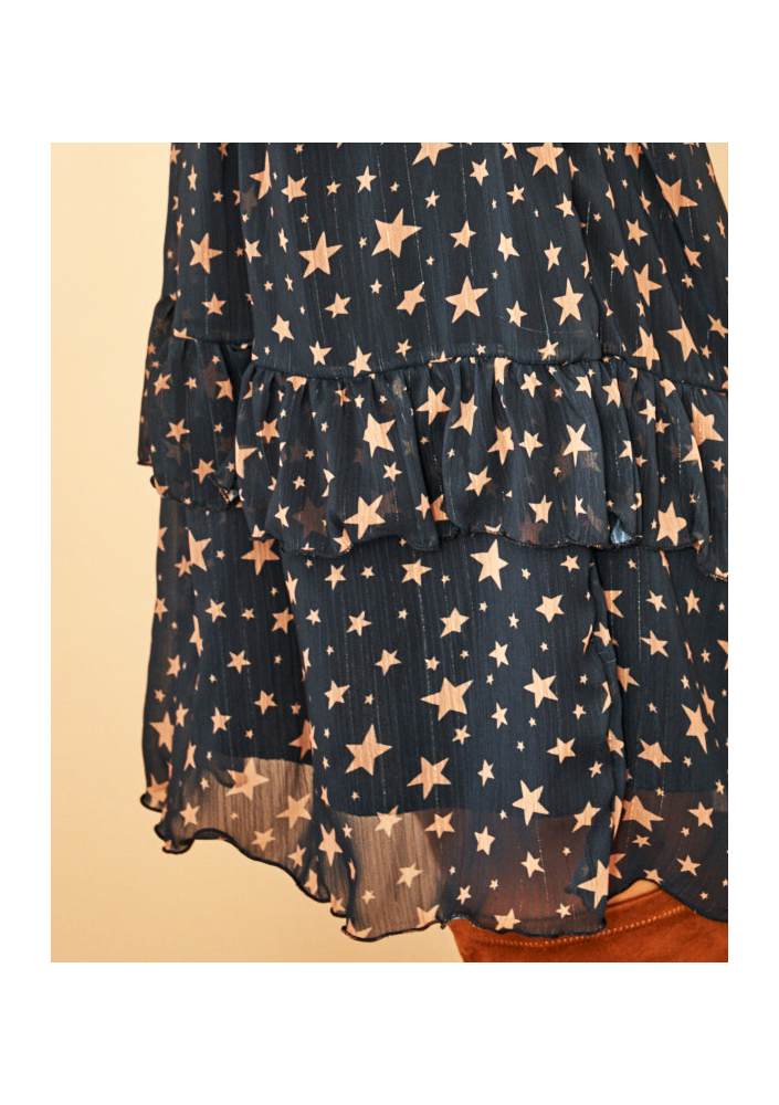 Kopertowa sukienka z szyfonu Stars Czarna