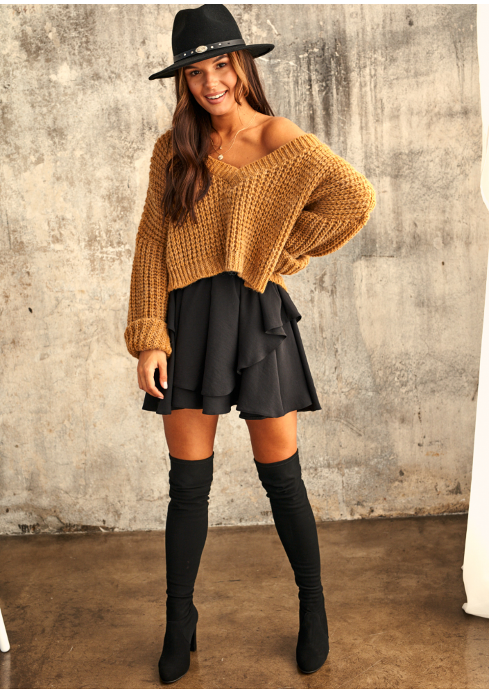 Sweter z moherem dekolt V Miodowy  A40 ILM