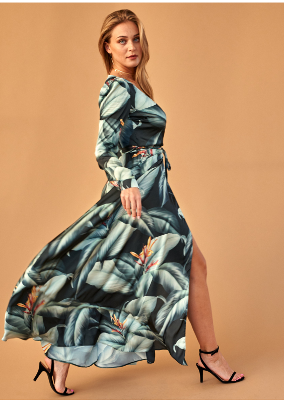 Sukienka maxi Dark Leaves Czarna
