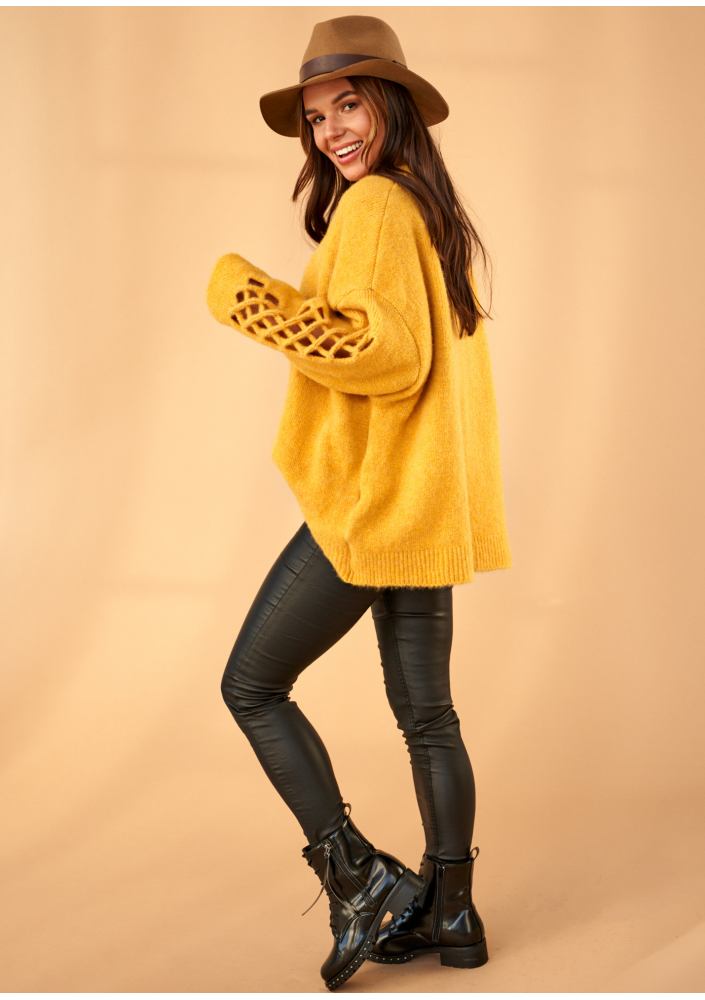 Sweter z rękawem siatka A41