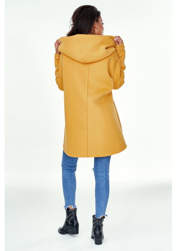 Bluza asymetryczna z kapturem Musztardowa