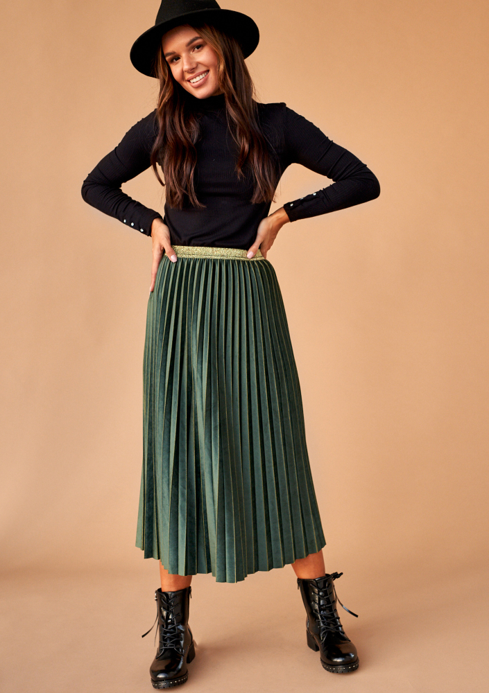 Spódnica plisowana midi Zielona