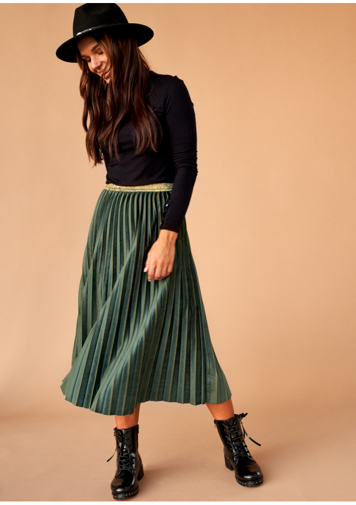Spódnica plisowana midi Zielona