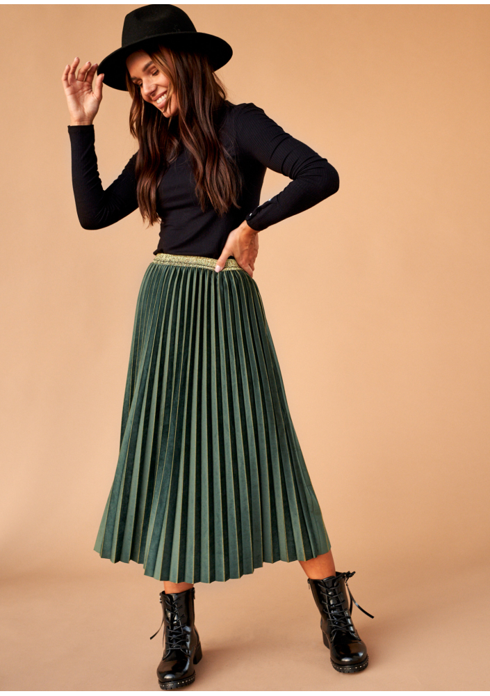 Spódnica plisowana midi Zielona