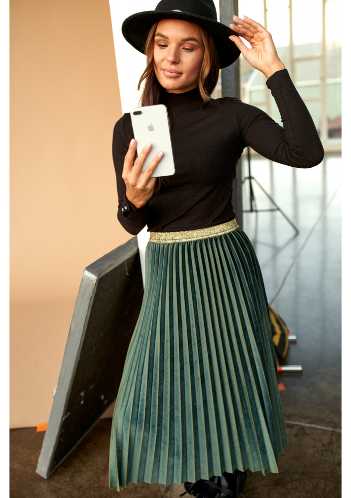 Spódnica plisowana midi Zielona
