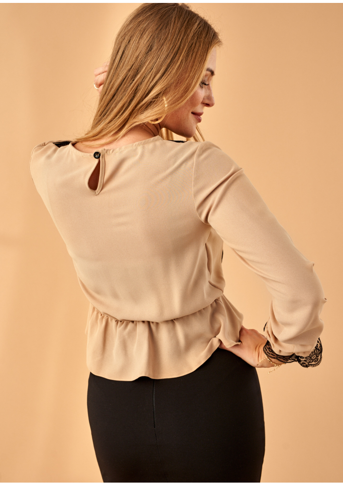 Bluzka z koronką Beżowa