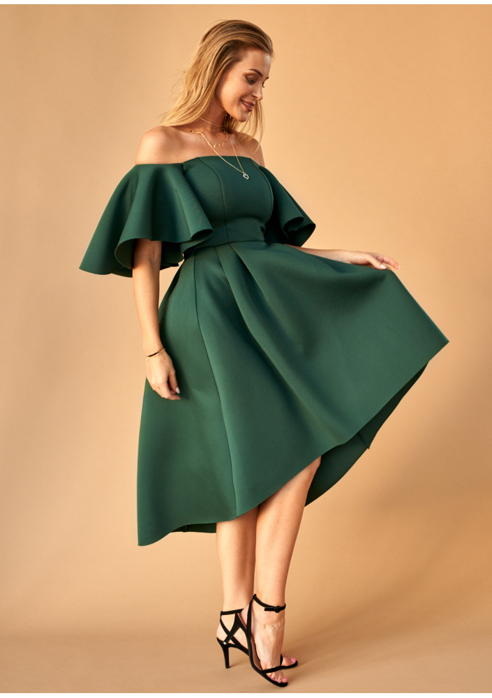 Sukienka midi z neoprenu Zielona