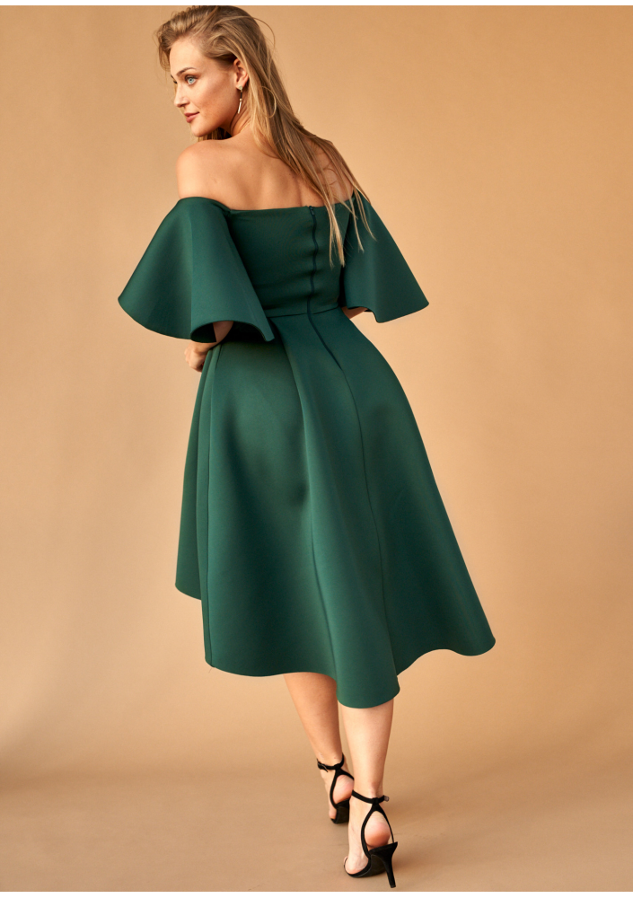 Sukienka midi z neoprenu Zielona