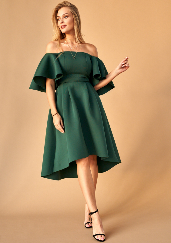 Sukienka midi z neoprenu Zielona