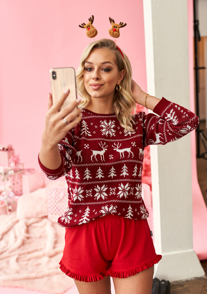 Sweter Winter Time Czerwony ILM A24