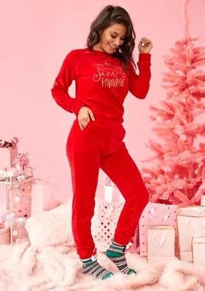 Bluza z weluru "Santas Favourite" Czerwona ILM