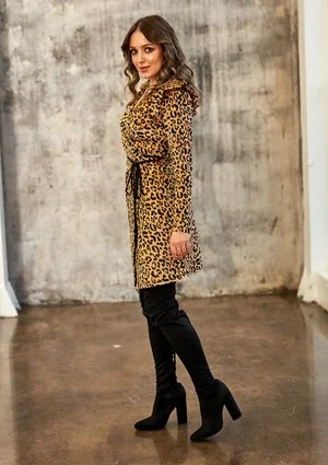 Kopertowa sukienka z weluru Leopard
