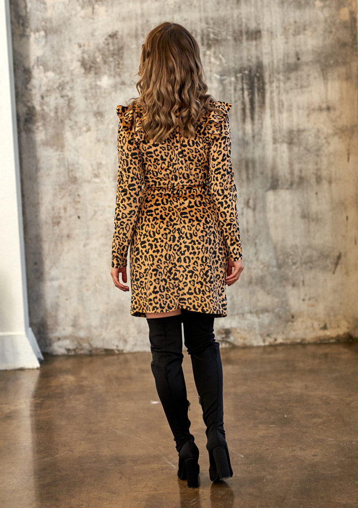 Kopertowa sukienka z weluru Leopard