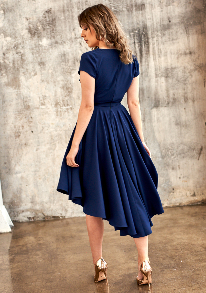 Sukienka Premium z półtora koła Granatowa