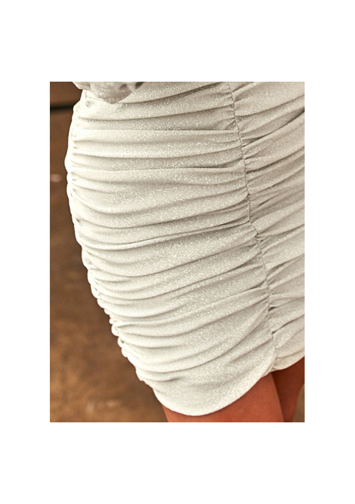 Marszczona sukienka z luźną górą Srebrna