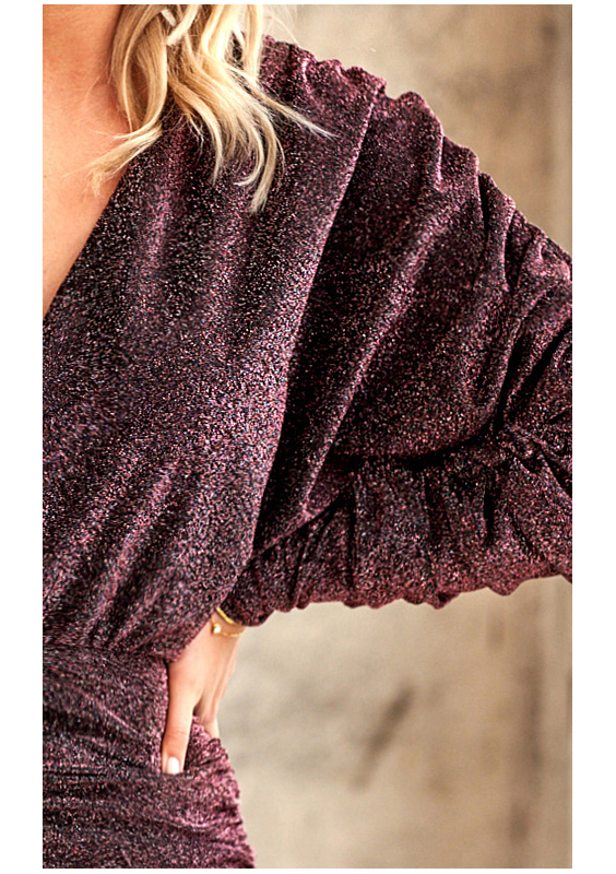 Marszczona sukienka z luźną górą Antyczny Róż