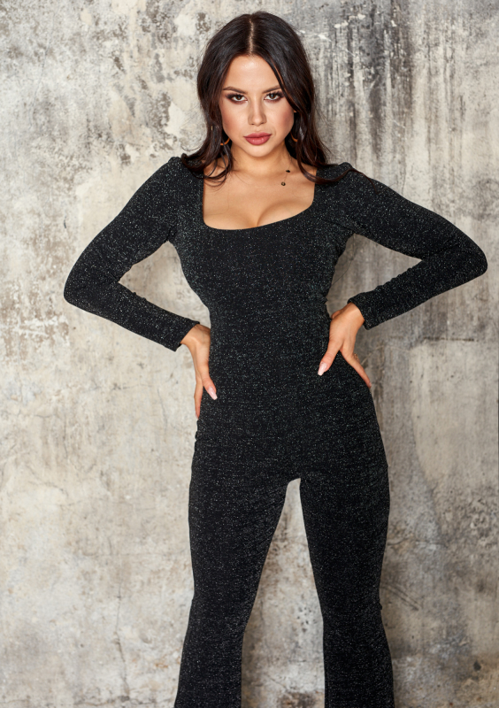 Kombinezon ze srebrną nitką Czarny