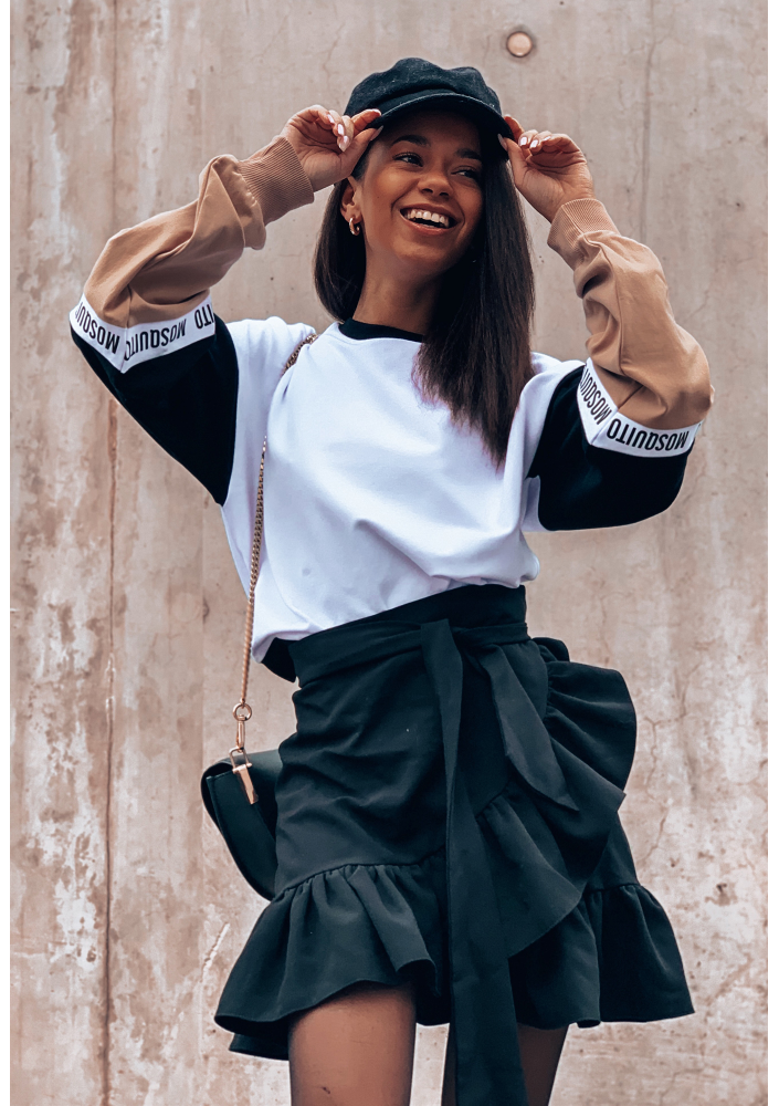 Bluza ze wstawką logo sleeve Biała