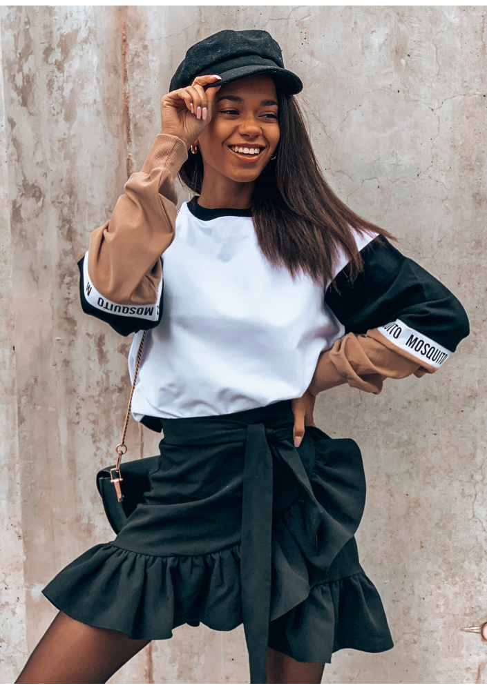 Bluza ze wstawką logo sleeve Biała