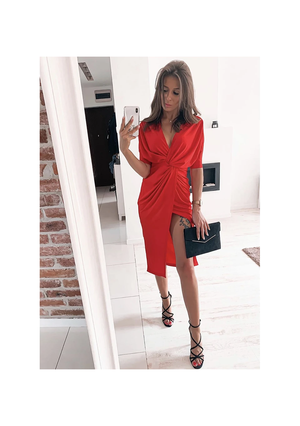 front tie bodycon dress 2017 autumn and winter long sleeve hand-beaded dress Slim bodycon dres