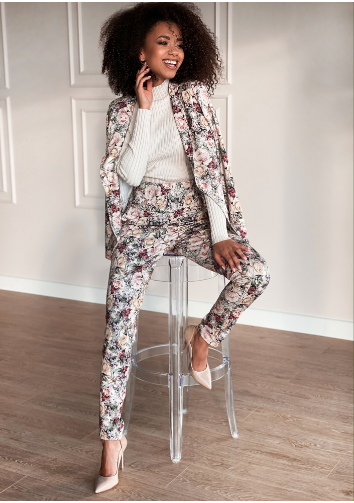 Klasyczne spodnie powder Flowers print