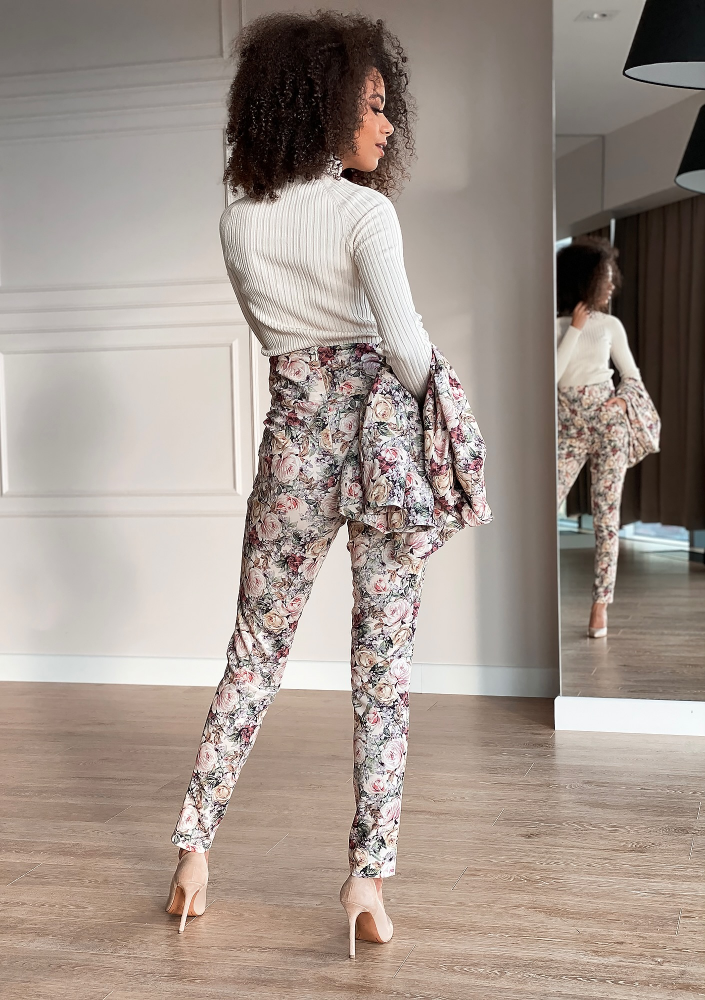 Klasyczne spodnie powder Flowers print