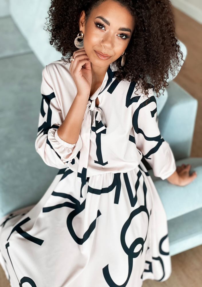 Sukienka midi z wiązaniem Print