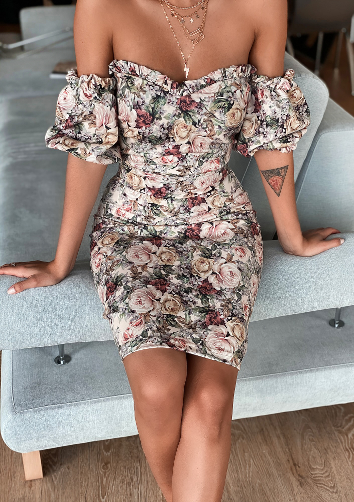 Sukienka o gorsetowym kroju Powder flowers