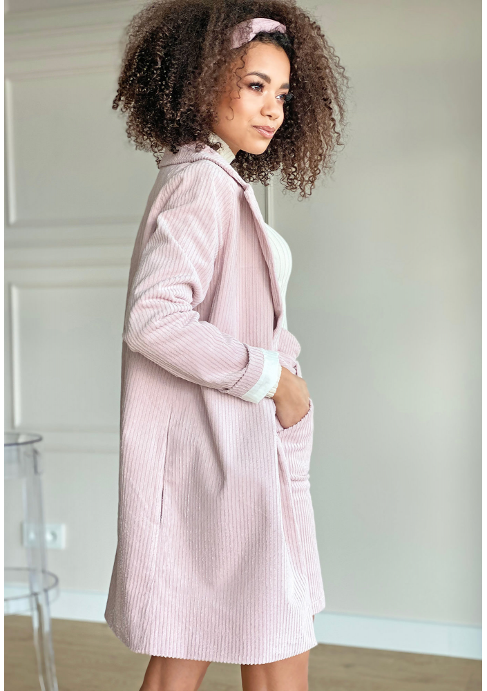 Marynarka o prostym kroju ze sztruksu Pudrowa