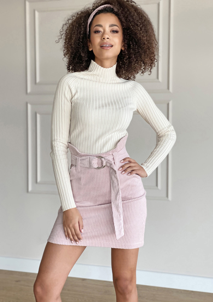 Spódniczka ze sztruksu Pudrowa