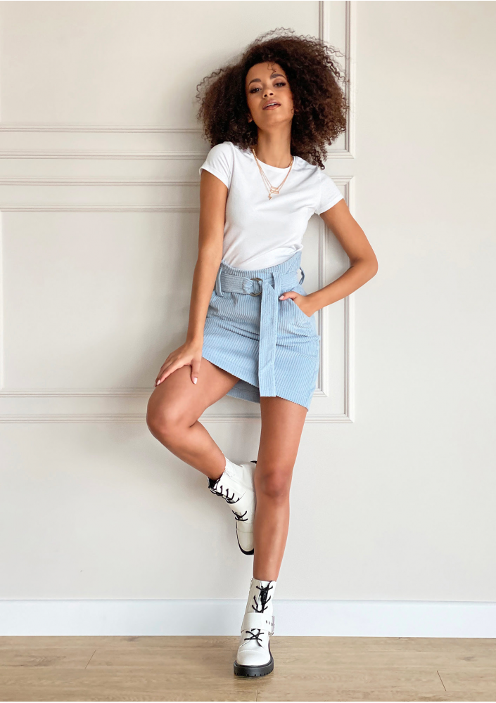 Spódniczka ze sztrusku Błękitna