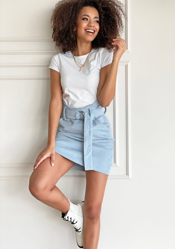 Spódniczka ze sztrusku Błękitna